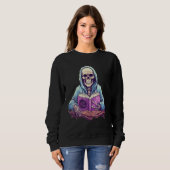 Skeleton Reading Book Pastel Goth Bookish Librari Sweatshirt (Vorne ganz)