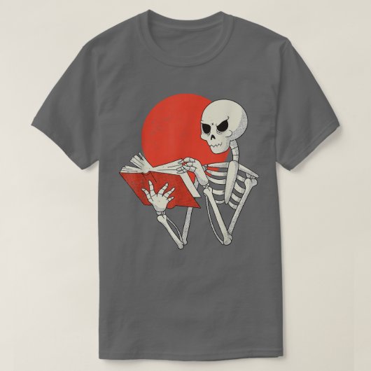 Skeleton Reading Book Sunset Lover Reading Club Li T-Shirt (Design vorne)