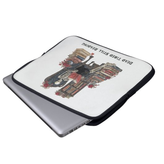 Skeleton Reading Laptop Bag - Gotisches Buch Lover Laptopschutzhülle (Vorne Knopf)
