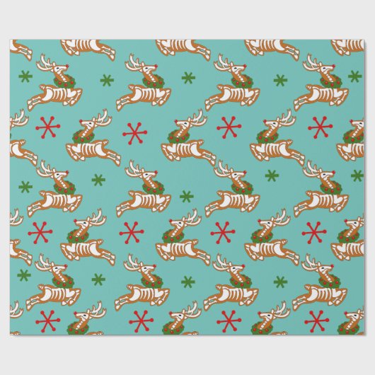 Skeleton Reindeer Gingerbrot man Geschenkpapier (Flach)