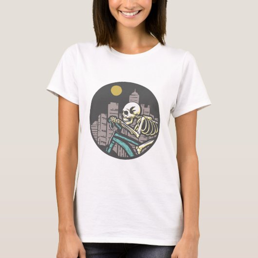 Skeleton Reiten Fahrrad T-Shirt (Vorderseite)