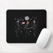 Skeleton Retro 4. Juli American Flag Skellies Mousepad (Mit Mouse)
