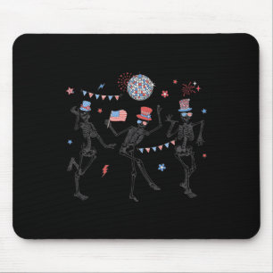 Skeleton Retro 4. Juli American Flag Skellies Mousepad