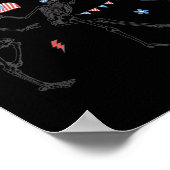 Skeleton Retro 4. Juli American Flag Skellies Poster (Ecke)