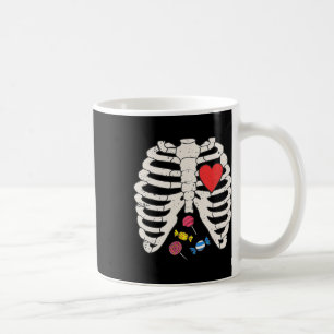 Skeleton Rib Cage Candy Heart Funny Xray Halloween Kaffeetasse