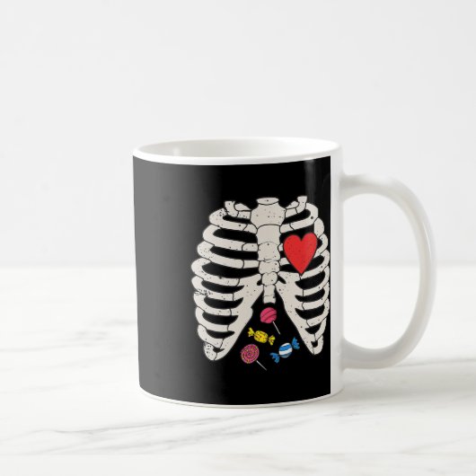 Skeleton Rib Cage Candy Heart Funny Xray Halloween Kaffeetasse (Rechts)