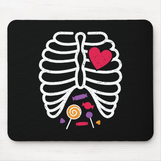 Skeleton Rib Cage Funny Halloween Boys Girls Mousepad (Vorne)