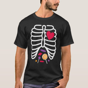 Skeleton Rib Cage Heart X Ray Candy Halloween Tod T-Shirt