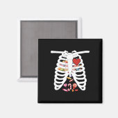Skeleton Rib Cage Röntgen Candy Funny Halloween Ko Magnet (Vorderseite/Rückseite)