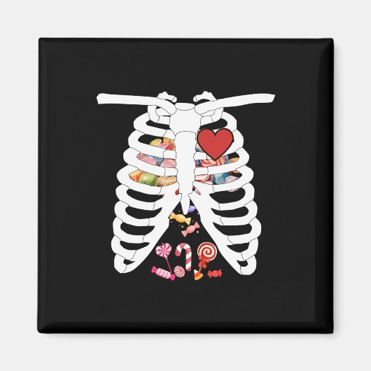 Skeleton Rib Cage Röntgen Candy Funny Halloween Ko Magnet (Vorne)