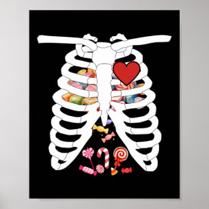 Skeleton Rib Cage Röntgen Candy Funny Halloween Ko Poster