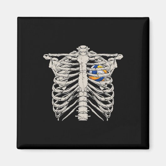 Skeleton Rib Cage Volleyll Ll Heart Happy Hallowee Magnet (Vorne)