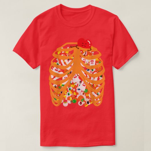 Skeleton Rib Cage Xray Candy Halloween Trick oder T-Shirt (Design vorne)