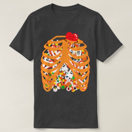 Skeleton Rib Cage Xray Candy Halloween Trick oder T-Shirt (Design vorne)