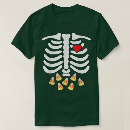 Skeleton Ribs Junk Food Belly Candy Corn Funny Ha T-Shirt (Design vorne)