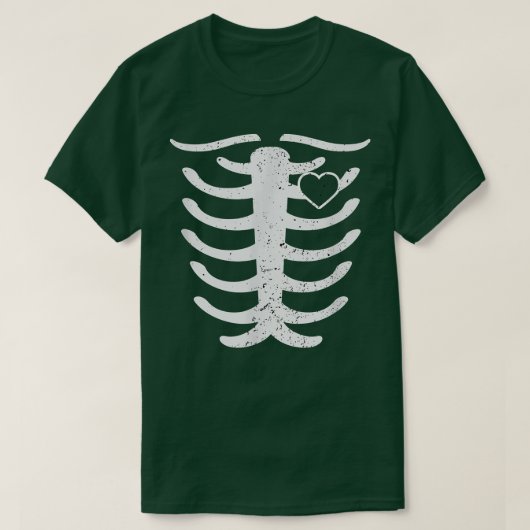 Skeleton Ribs Knochen Herz T-Shirt (Design vorne)