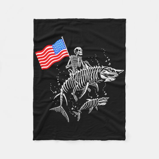 Skeleton Ride Shark 4. Juli Fleecedecke (Vorderseite)