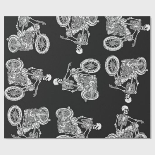 Skeleton Rides A Harley Geschenkpapier (Flach)