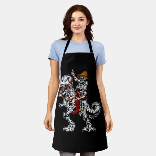Skeleton Rides Dinosaurs Skeleton Cowboy Bone Hall Schürze (Getragen)