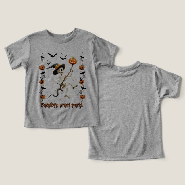 Skeleton Riding a Broomstick Halloween (Design Vorderseite & Rückseite)