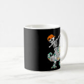 Skeleton Riding Dancing Dab Dinosaur T Rex Hallowe Kaffeetasse (VorderseiteRechts)