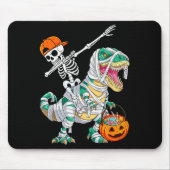 Skeleton Riding Dancing Dab Dinosaur T Rex Hallowe Mousepad (Vorne)