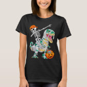 Skeleton Riding Dancing Dab Dinosaur T Rex Hallowe T-Shirt (Vorderseite)