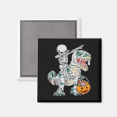 Skeleton Riding Dancing Dab Dinosaur Trex Hallowee Magnet (Vorderseite/Rückseite)