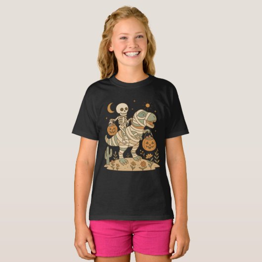 Skeleton Riding Dinosaur mit Candy T-Shirt (Vorne ganz)
