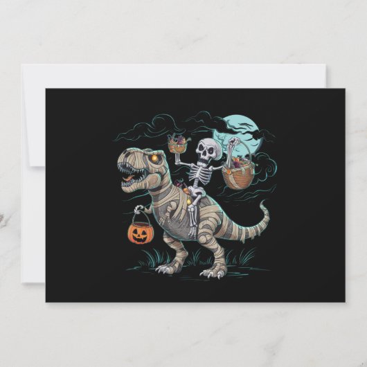 Skeleton Riding Dinosaur T rex Halloween Pumpkin Einladung (Vorderseite)
