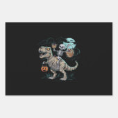 Skeleton Riding Dinosaur T rex Halloween Pumpkin Geschenkpapier Set (Vorderseite)