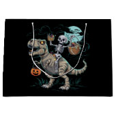 Skeleton Riding Dinosaur T rex Halloween Pumpkin Große Geschenktüte (Vorderseite)