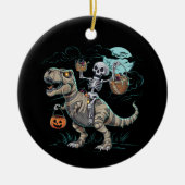 Skeleton Riding Dinosaur T rex Halloween Pumpkin Keramik Ornament (Vorne)