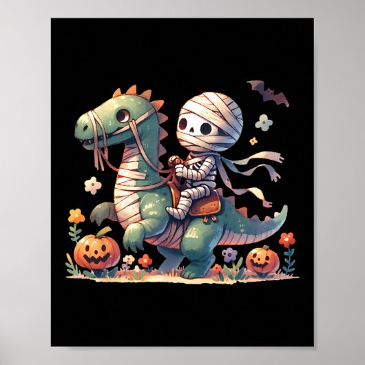 Skeleton Riding Dragon Halloween Pumpkin Thema Kin Poster (Vorne)