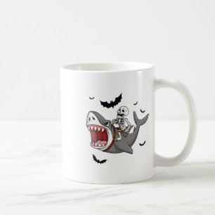 Skeleton Riding Hai Beängstigend Halloween Boys Gi Kaffeetasse
