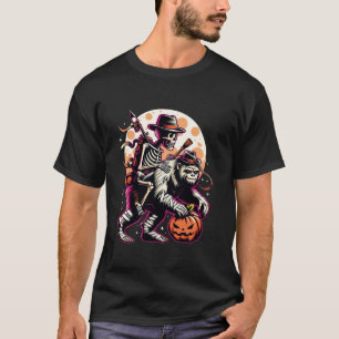 Skeleton Riding Mummy Bigfoot Halloween Kids Boys T-Shirt