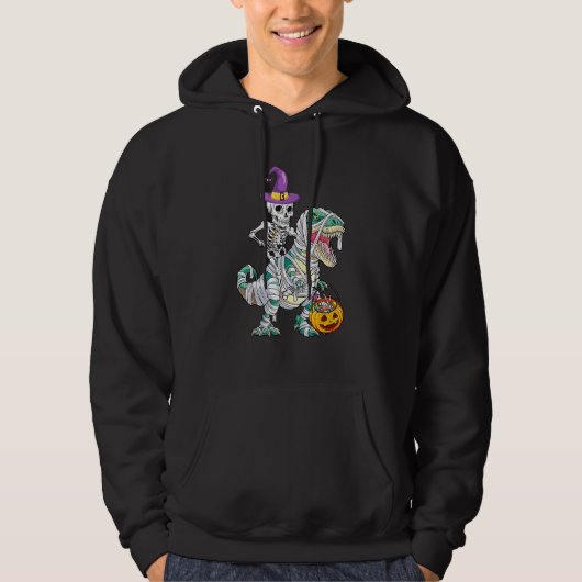 Skeleton Riding Mummy Dinosaur Rex Halloween Pump Hoodie (Vorderseite)