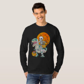 Skeleton Riding Mummy Dinosaur Rex Halloween  Pump T-Shirt (Vorne ganz)