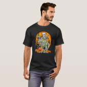 Skeleton Riding Mummy Dinosaur rex Halloween Pump T-Shirt (Vorne ganz)
