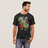 Skeleton Riding Mummy Dinosaur rex Halloween  Pump T-Shirt (Vorne ganz)