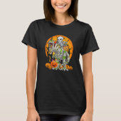 Skeleton Riding Mummy Dinosaur rex Halloween  Pump T-Shirt (Vorderseite)