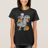 Skeleton Riding Mummy Dinosaur Rex Halloween Pump T-Shirt (Vorderseite)