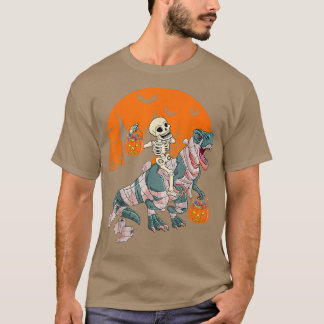 Skeleton Riding Mummy Dinosaur T re Funny Hallowee T-Shirt