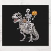 Skeleton Riding Mummy Dinosaur T rex Halloween Bierflaschenetikett (Einzelnes Label)
