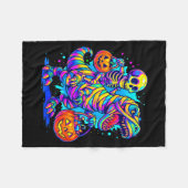 Skeleton Riding Mummy Dinosaur T Rex Halloween Fun Fleecedecke (Vorderseite (Horizontal))