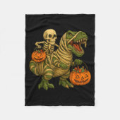 Skeleton Riding Mummy Dinosaur T Rex Halloween Fun Fleecedecke (Vorderseite)