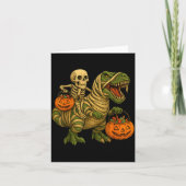Skeleton Riding Mummy Dinosaur T Rex Halloween Fun Karte (Vorderseite)