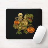 Skeleton Riding Mummy Dinosaur T Rex Halloween Fun Mousepad (Mit Mouse)