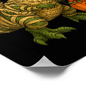 Skeleton Riding Mummy Dinosaur T Rex Halloween Fun Poster (Ecke)