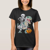 Skeleton Riding Mummy Dinosaur T rex Halloween Kin T-Shirt (Vorderseite)